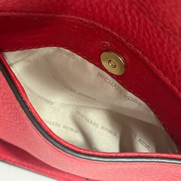 Authentic Michael Kors Rhea Medium Backpack Purse Red - Picture 8 of 11